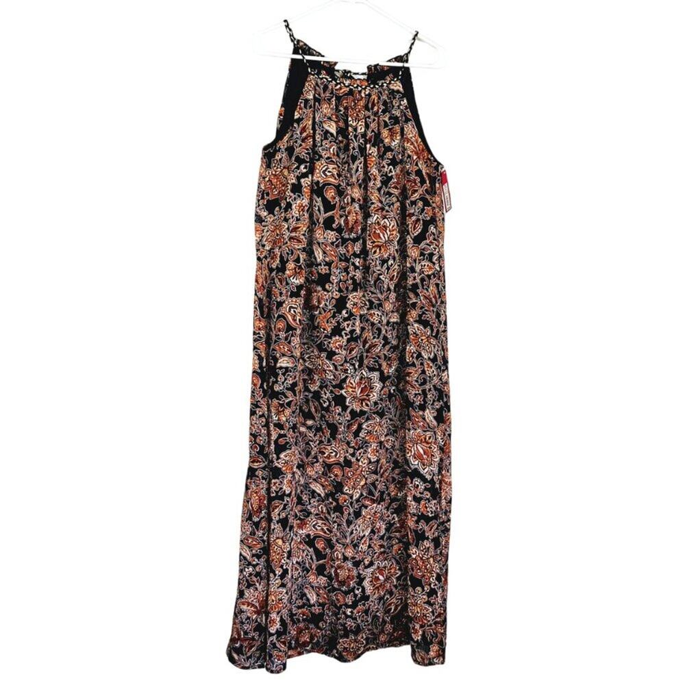 Xhilaration Floral Maxi Dress Rope Strap Blue Brown sz M NWT